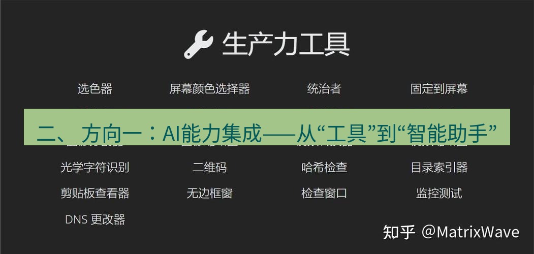 截图工具 二、 方向一：AI能力集成——从“工具”到“智能助手”