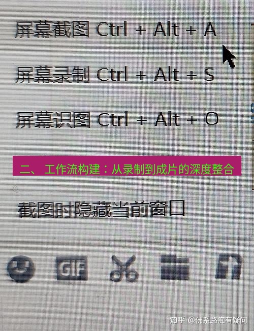 截图工具 二、 工作流构建：从录制到成片的深度整合